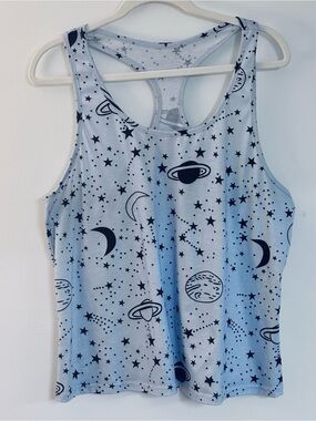 SHEIN Light Blue Space Print Racerback Tank Top